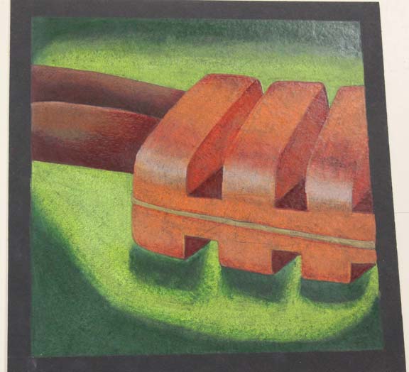 “Plug” by Cori Wagoner, senior, Drawing II student. “When it comes to art, I love bright, vibrant colors. I decided to go with this specific part of the plug because of the detail of it and how I could use it for my work,” Wagoner said.