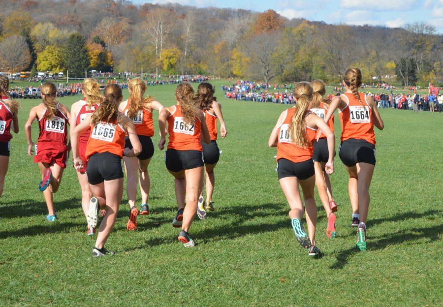 The+Minooka+girls+cross-country+team+takes+off+from+the+starting+line+at+the+2015+IHSA+State+Finals+at+Detweiller+Park+in+Peoria.