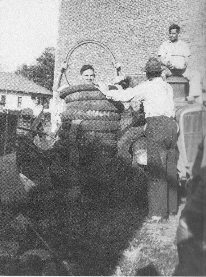 In this photos taken from the 1943 MCHS yearbook, students volunteer at a tire drive to help the American soldiers fighting in WWII. These drives occurred throughout the country and assisted the U.S. armed forces with supplies necessary to fight.