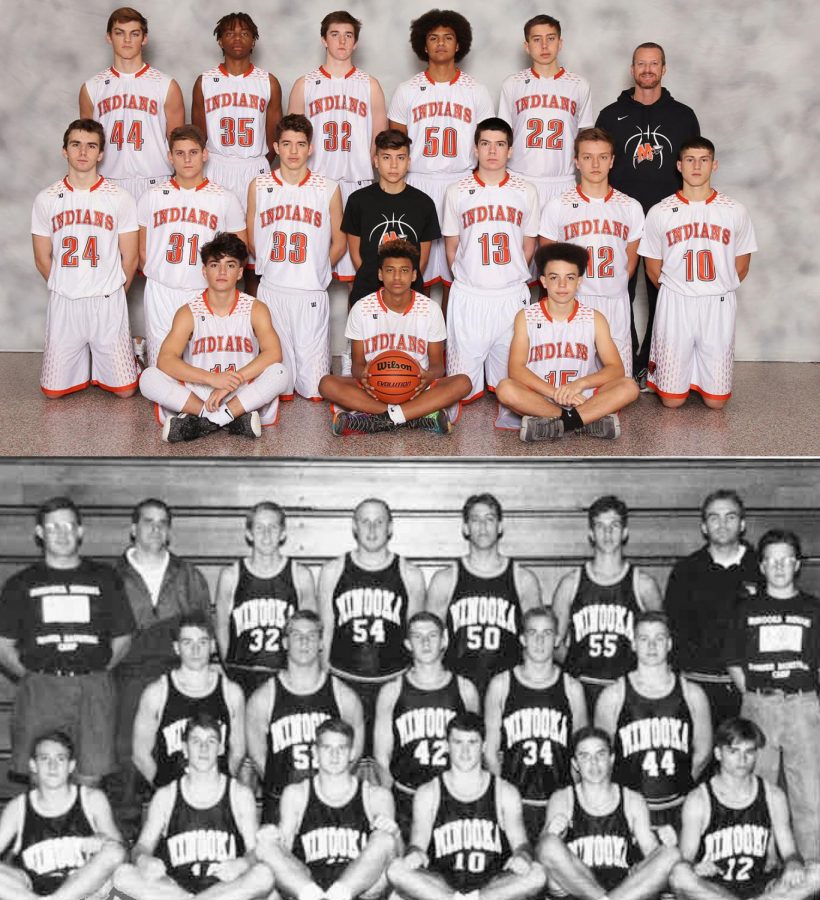 The uniforms arent the only things that have changed in sophomore basketball in the last 25 years. Above is the 2018 team; below is the 1993 team. 