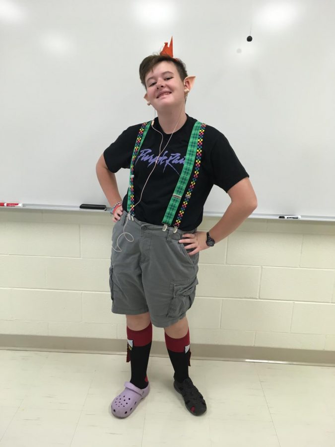 Moira Kozlowski, freshman, participated in Wacky Wednesday during Homecoming Week. 