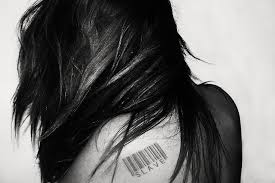 This girl pictured with a barcode on her shoulder is to spread awareness for human trafficking.