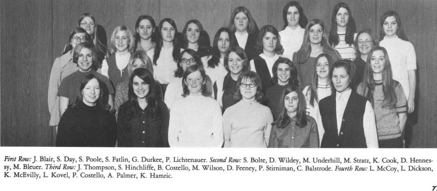 The Girls Athletic Club was one of the few athletic opportunities for girls at MCHS before 1973 when team sports began. This picture is of the Girls Athletic Club from the 1970-71 yearbook. 