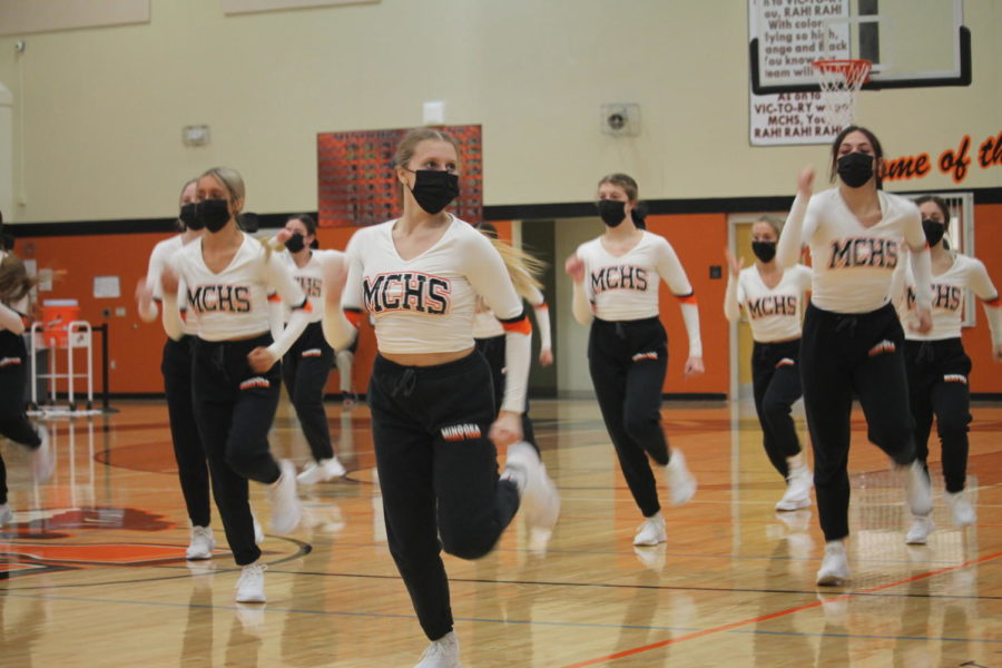 The Minooka varsity dance team performed at halftime of the boys basketball game on March 5. The next day, the girls took home the third place state trophy. 