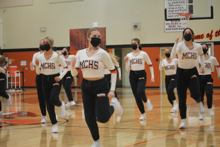 The+Minooka+varsity+dance+team+performed+at+halftime+of+the+boys+basketball+game+on+March+5.+The+next+day%2C+the+girls+took+home+the+third+place+state+trophy.+