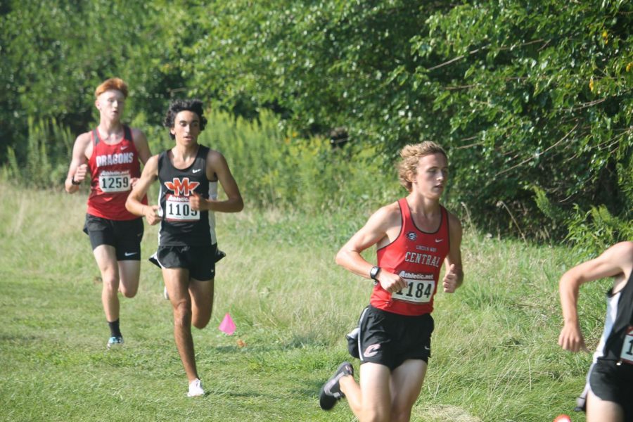 Dan Schalk, senior, runs at the Normal West Invitational.  He and the rest of the Minooka boys team finished 6th at the Hornet/Red Devil Invite on Sept. 4.