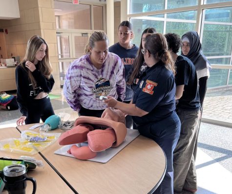The Minooka Fire Department offered an emergency service clinic to the Pre-Med club in September.