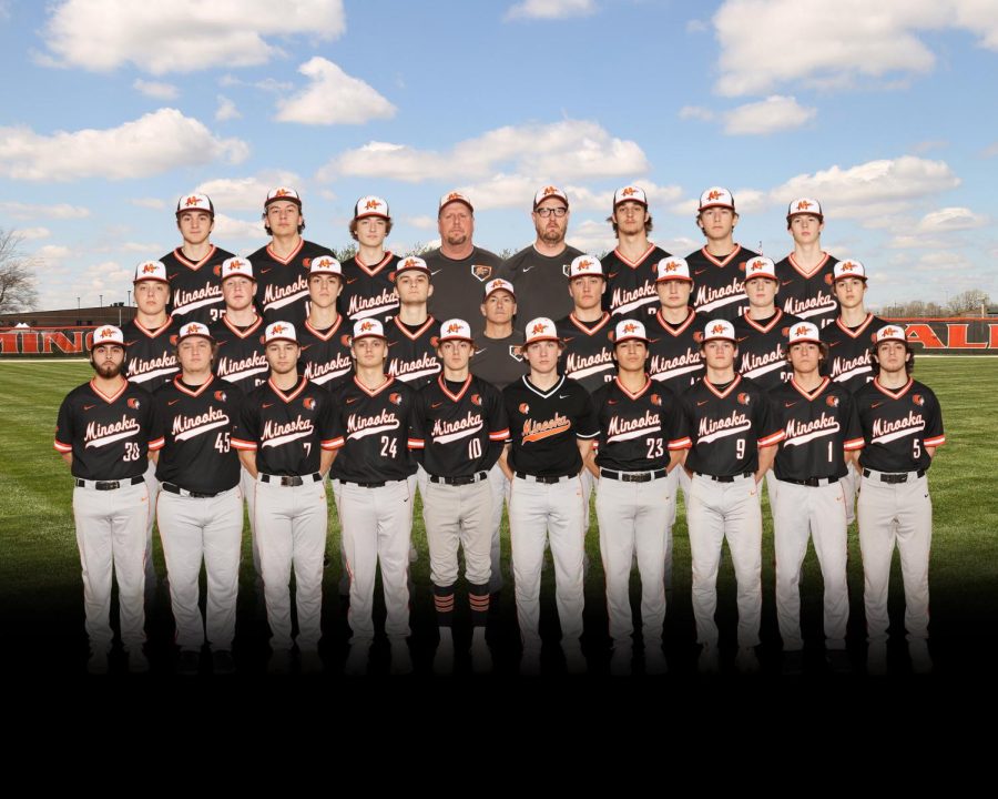 The Minooka varsity baseball team is coached by Jeff Petrovic. 