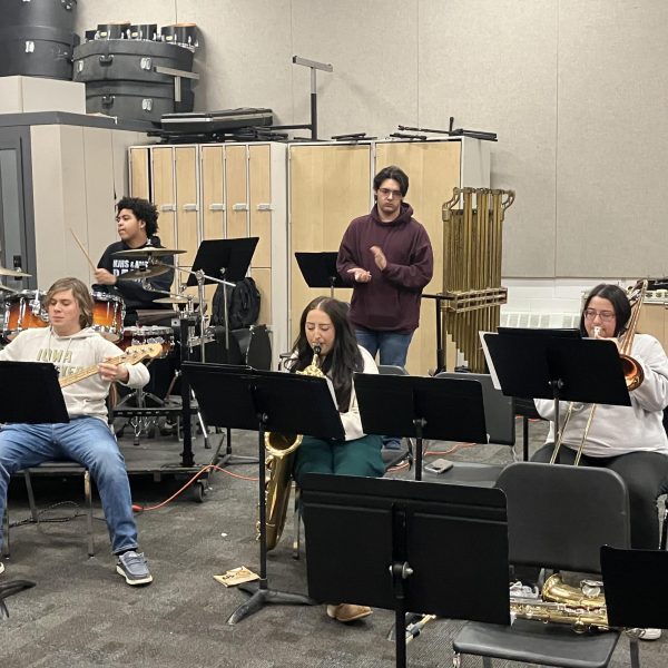 Members of Jazz Mob practice on Nov. 29.  The first concert for jazz occurs on Thurs., Dec. 7 at 7 p.m.